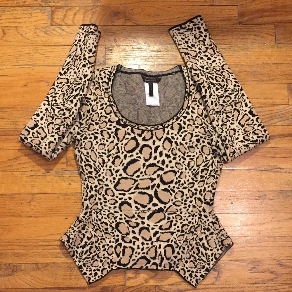 BCBGMaxazria Leopard Print Cutout Sweater
